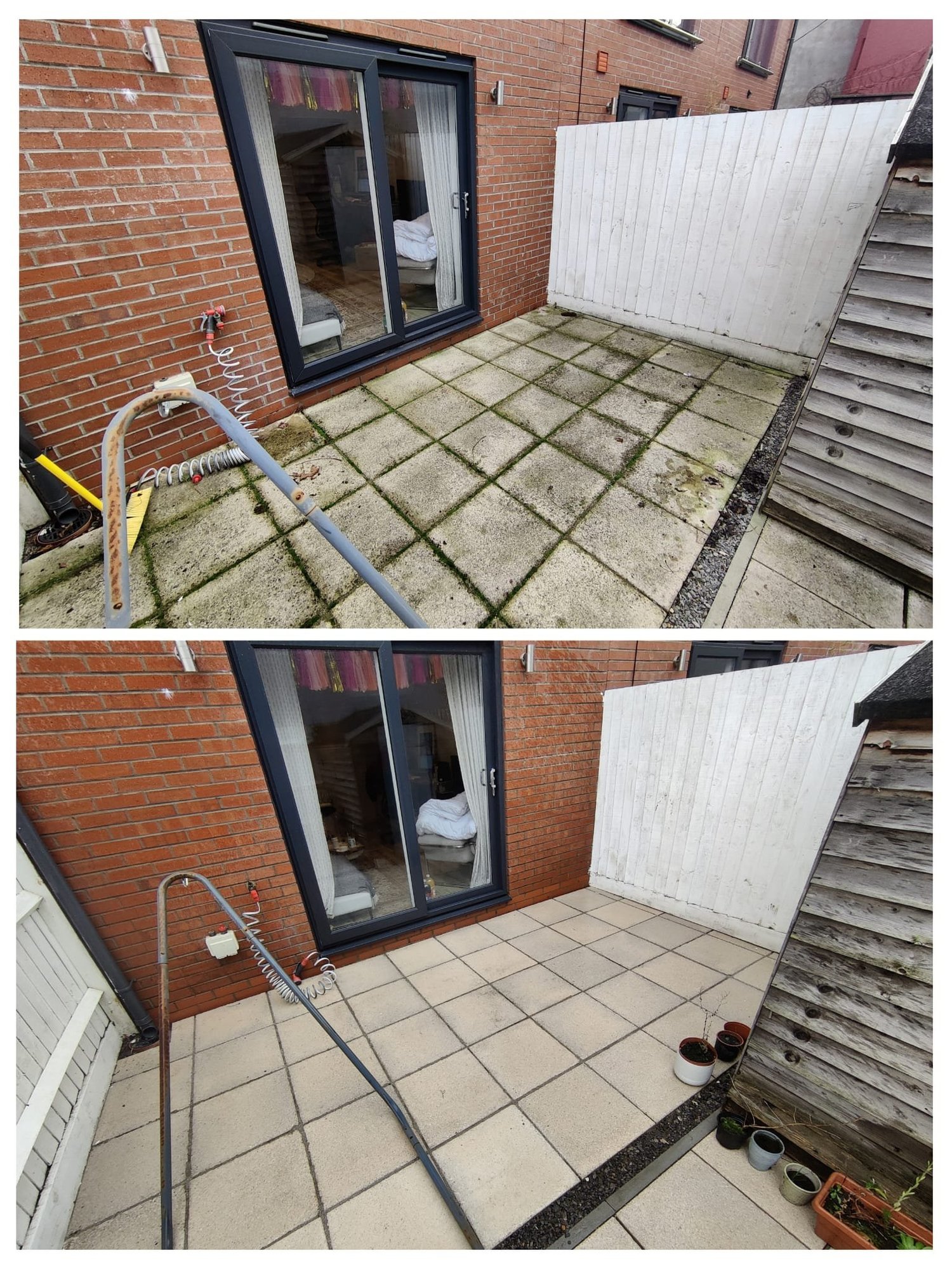Patio cleaning before and after